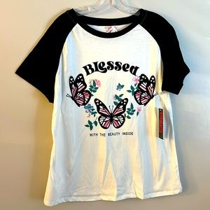 BLESSED Positivity BUTTERFLY Tee * Soft & Stretchy * Ladies Teens Tweens 1X